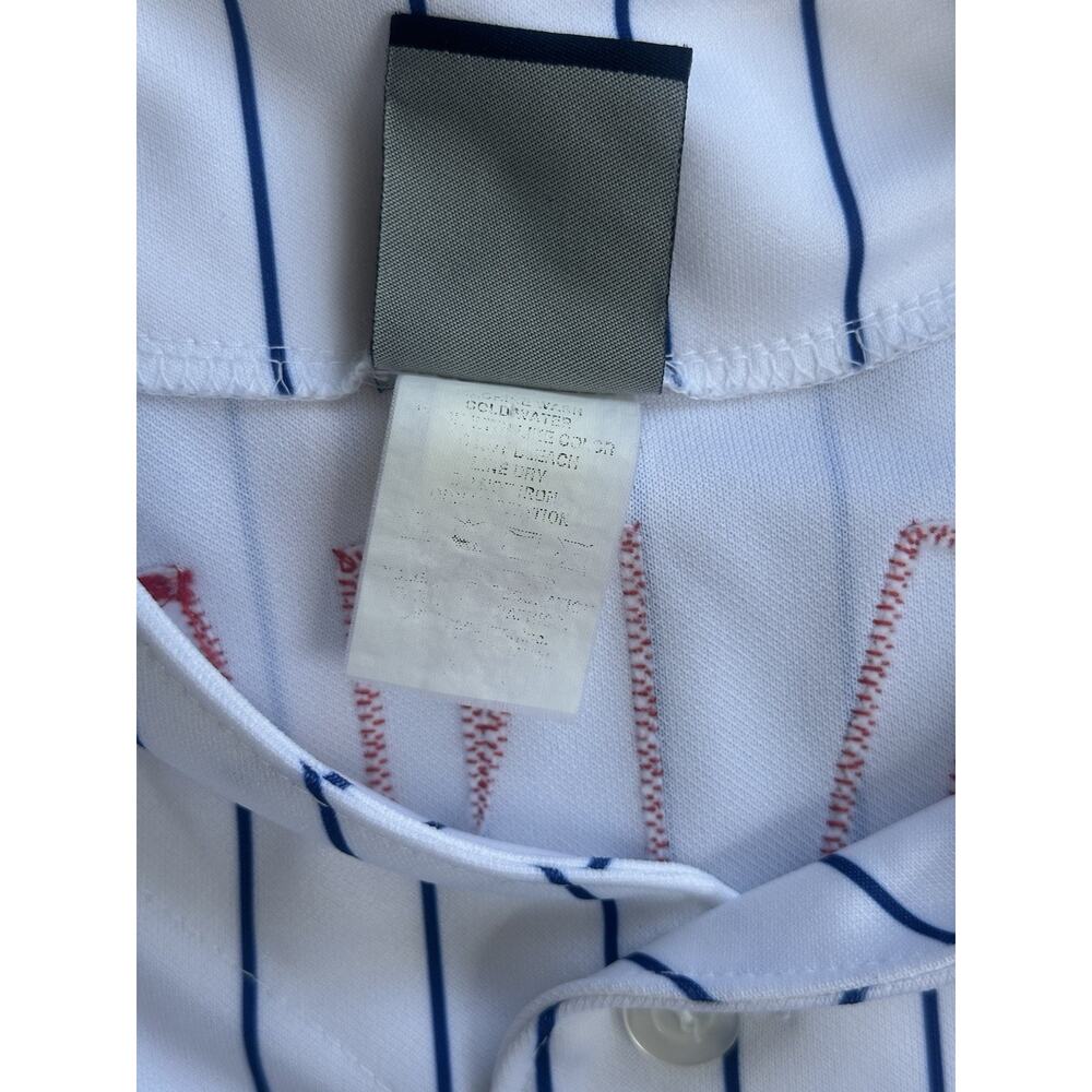 Majestic Chicago Cubs Ron Santo #10 Pinstripe Jersey Hall of Fame 2012 Men’s XL - Picture 9 of 11